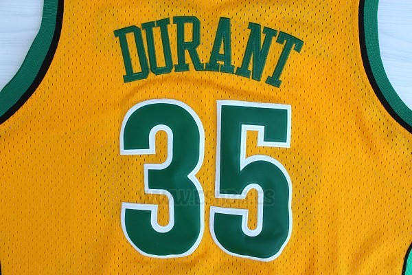 Camiseta Historic Seattle SuperSonics Kevin Durant #35 Amarillo